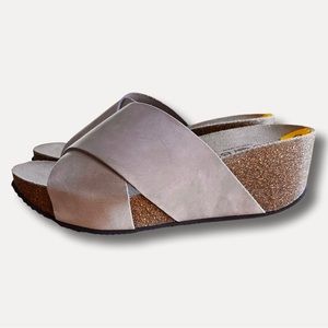 Bio Bio Leather Cork Platform Slides - Womens 9
